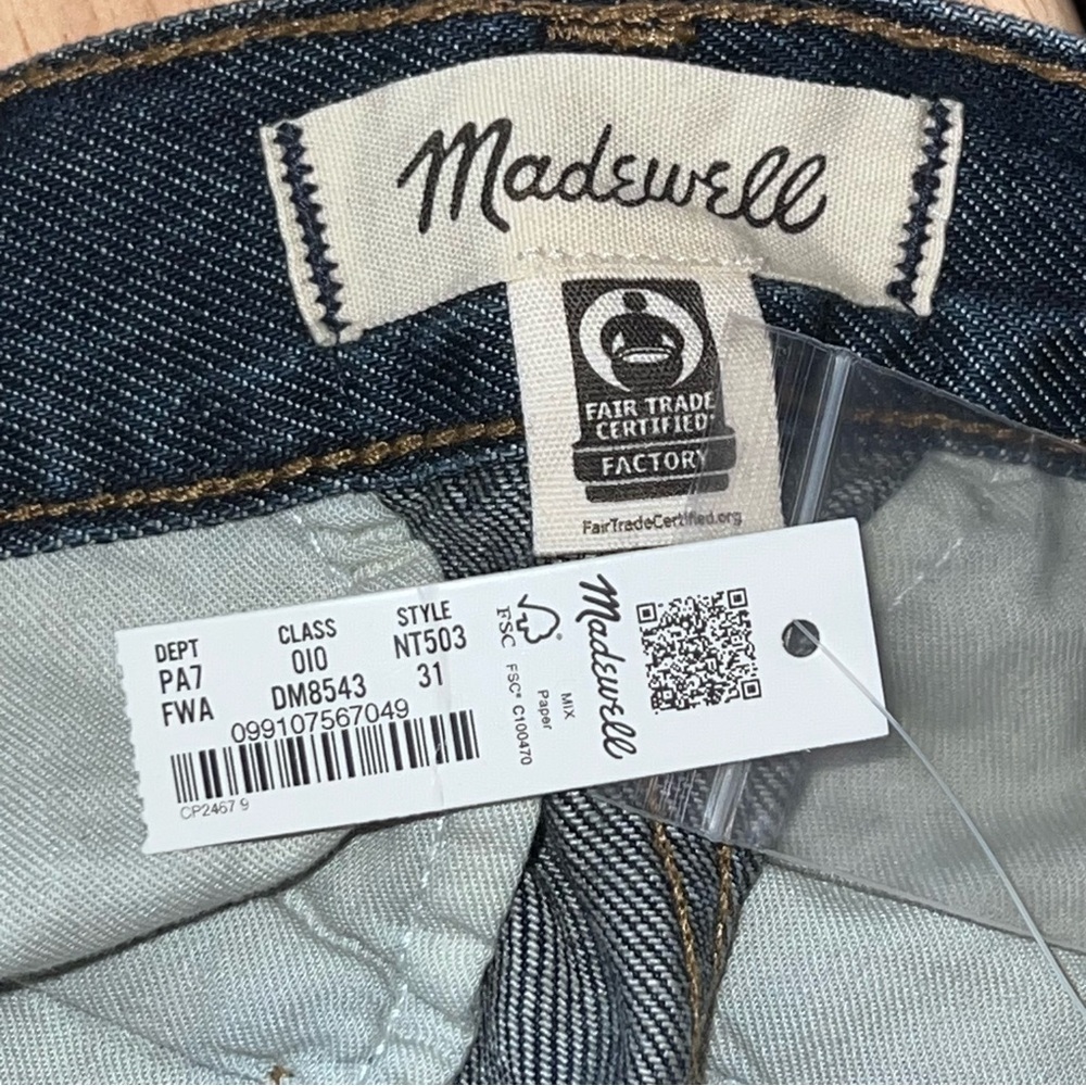 Madewell The Hallow Wide-Leg High Rise Pleat Front Dark Wash Blue Jeans-Size 31 - Picture 9 of 10